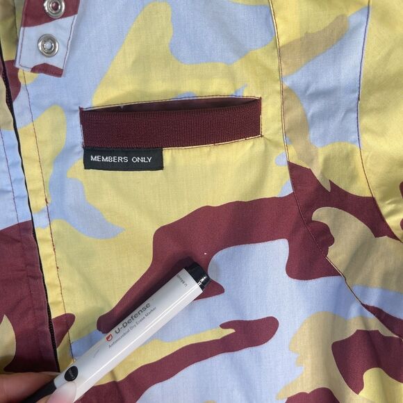 Members Only Iconic Racer Jacket Small Camo Bomber Burgundy 80’s Fashion Retro - Picture 5 of 15